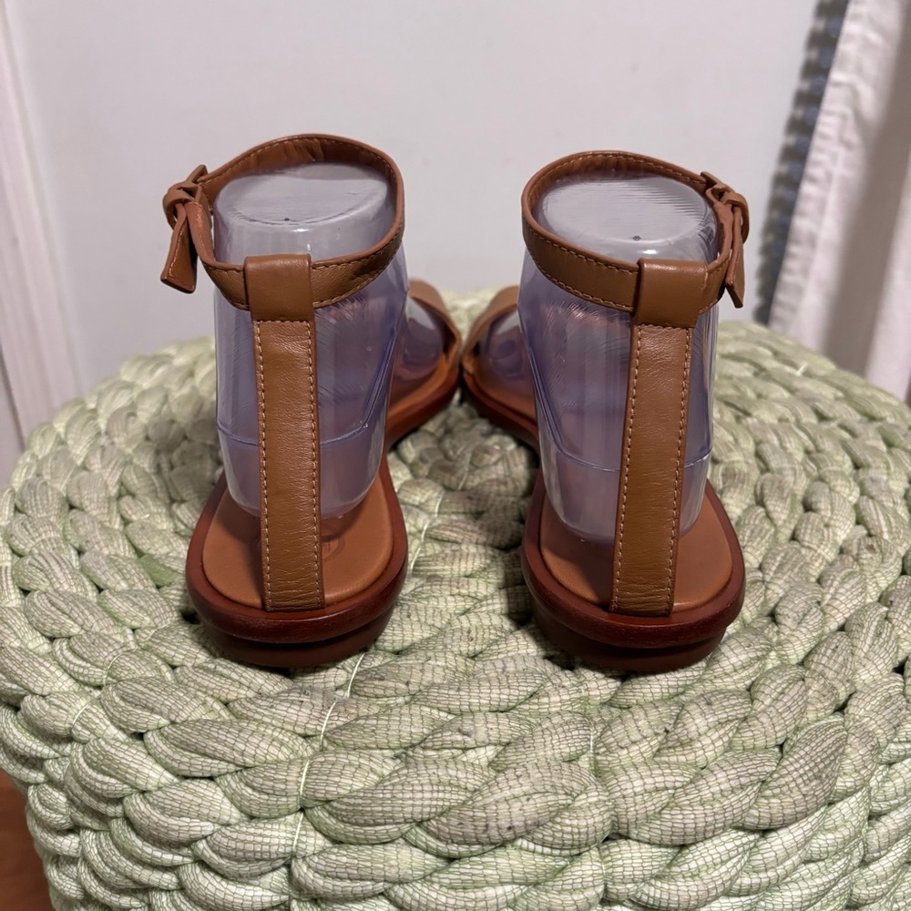 NEW Tory Burch Gabrielle Brown Leather Ankle Strap Flat Sandals Size 8 - Picture 8 of 11